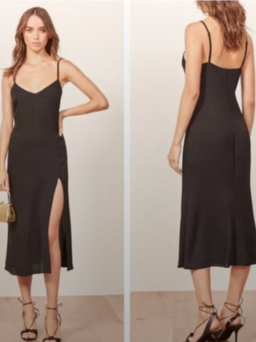 Reformation Crimini Black Slip Dress Size 4